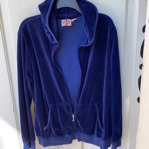 Juicy Couture size 2X  Navy blue Velour Hoodie Jacket zippered